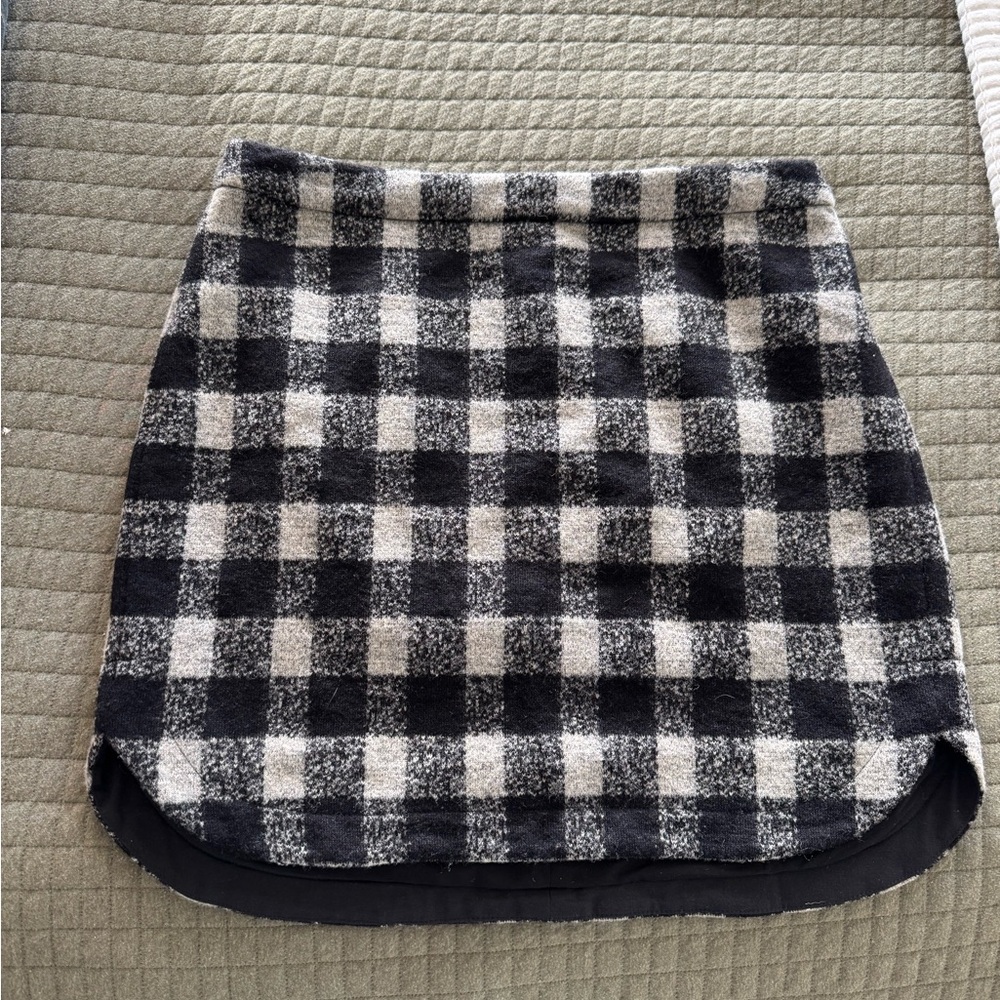 Madewell NWOT Wool Buffalo Check Plaid Black and Grey Women's Mini Skirt